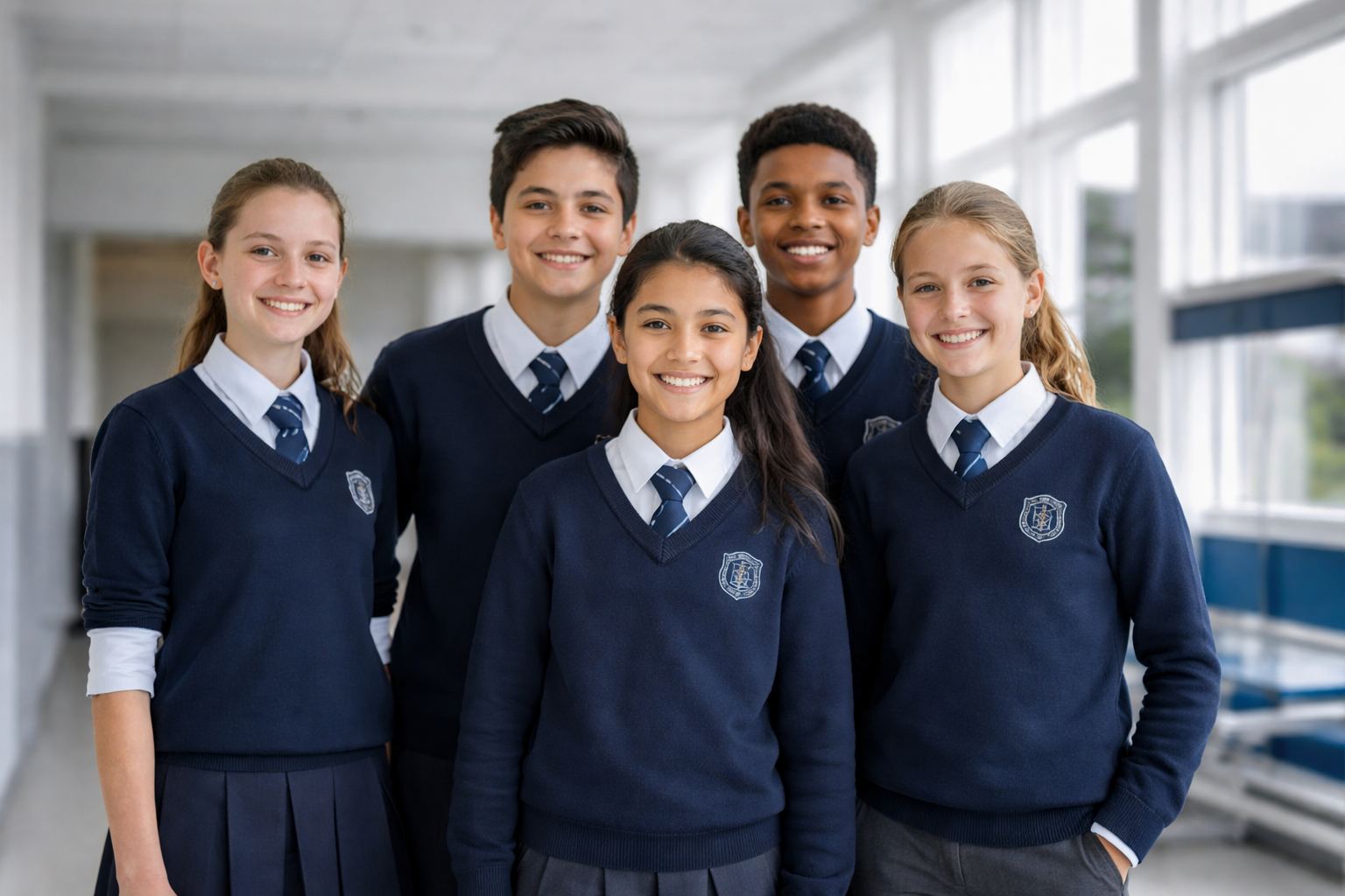 Alumnos con uniforme institucional